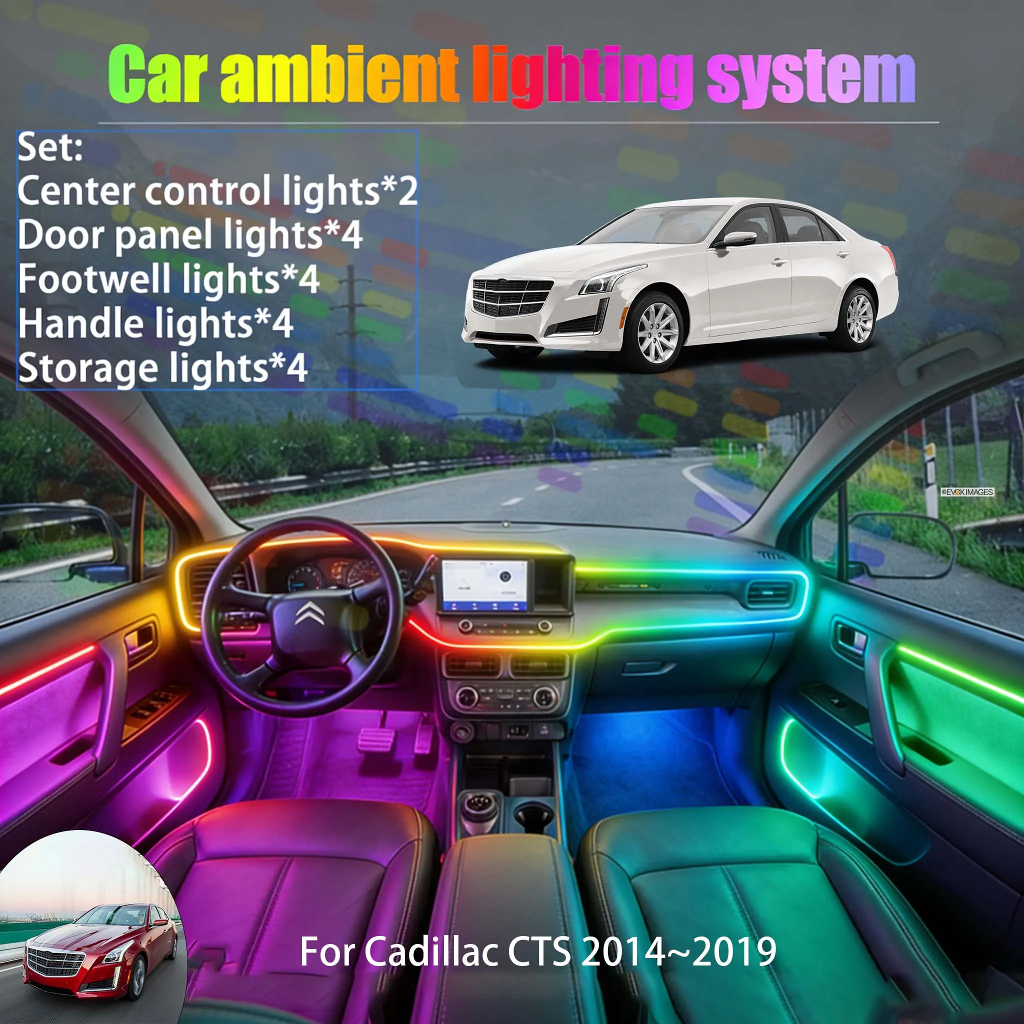 

Для Cadillac CTS 2014~2019 MK3: Комплект светодиодной подсветки салона и багажника 2/18 в 1, USB RGB, с эффектом бегущих огней, автозапчасти