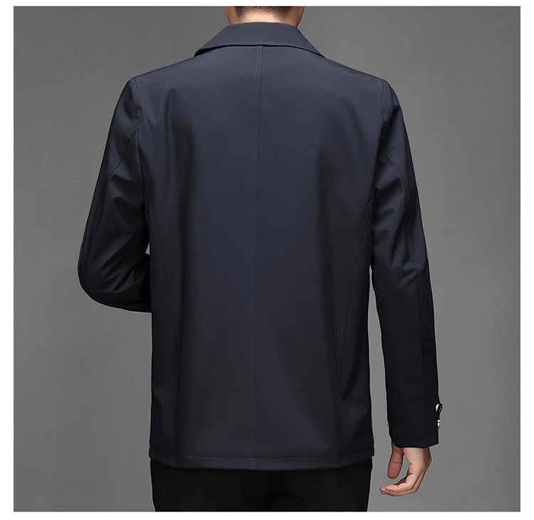 Autumn Men's Black Executive Jacket, Single-breasted Lapel Long-sleeve Coat, Business-casual Overcoat Plus Sizes M-7XL.
