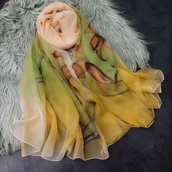 180*140cm Fashion Ice Silk Chiffon Scarves Silk Scarf Women Large Long Soft Sunscreen Scarf Scarves Wrap Beach Shawl