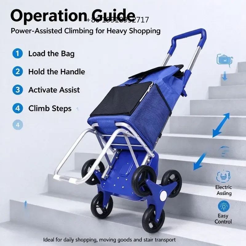 Foldable Shopping Trolley Portable Hand Pull Cart Stair Climbing Design For Elderly Household Grocery Daily Shopping Transport