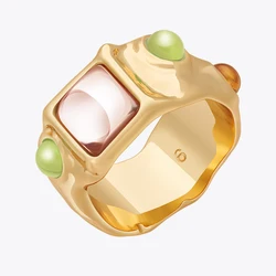 ENFASHION Anillos Irregular Color Resin Ring For Women's Stainless Steel 18K Plated Gold Rings Street Jewerly Everydaywear R4227