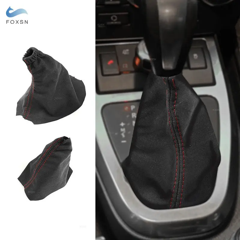 Car Accessories Suede Leather Center Gear Shift Collars Handbrake Gaiter Boot Cover Trim For Land Rover Freelander 2 2008-2013