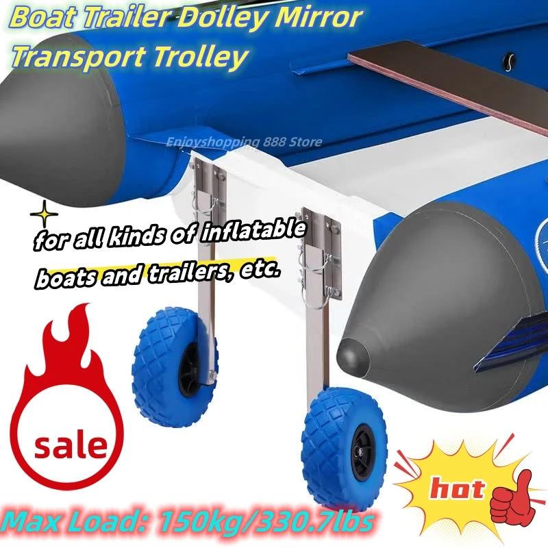 Stainless Steel Boat Trailer Dolley Mirror Transport Trolley for Boat Launch Dinghy Max Load: 150kg/330.7lbs