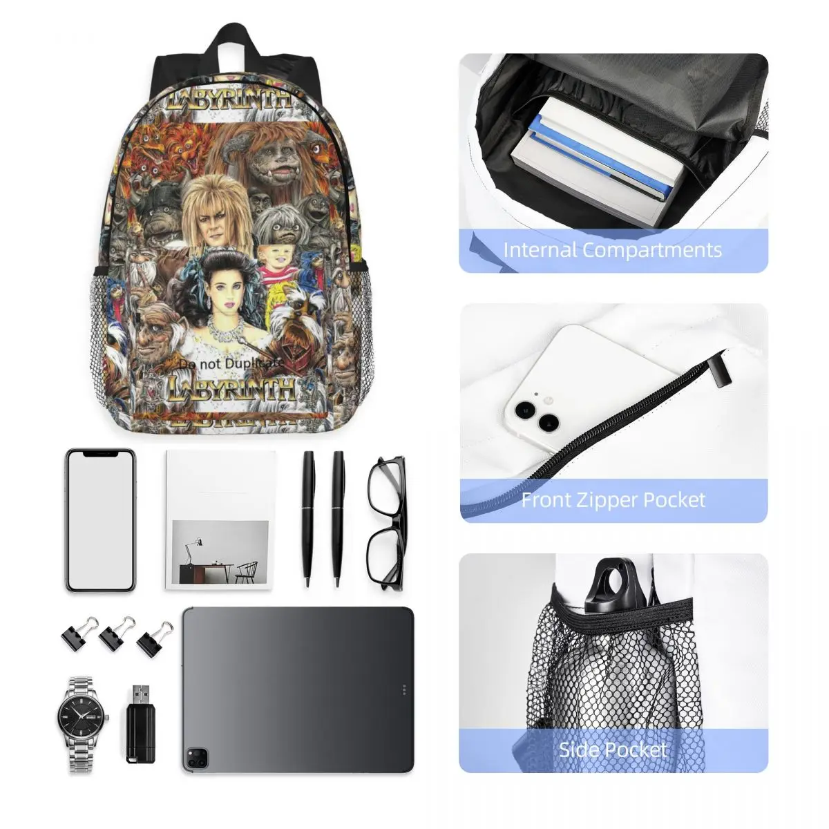 Labyrinth Top Sarah Ludo Goblins Inside Of The Labyrinth Fantasy Adventure Ambrosius Backpack Daypack BookBag Shoulder Bags