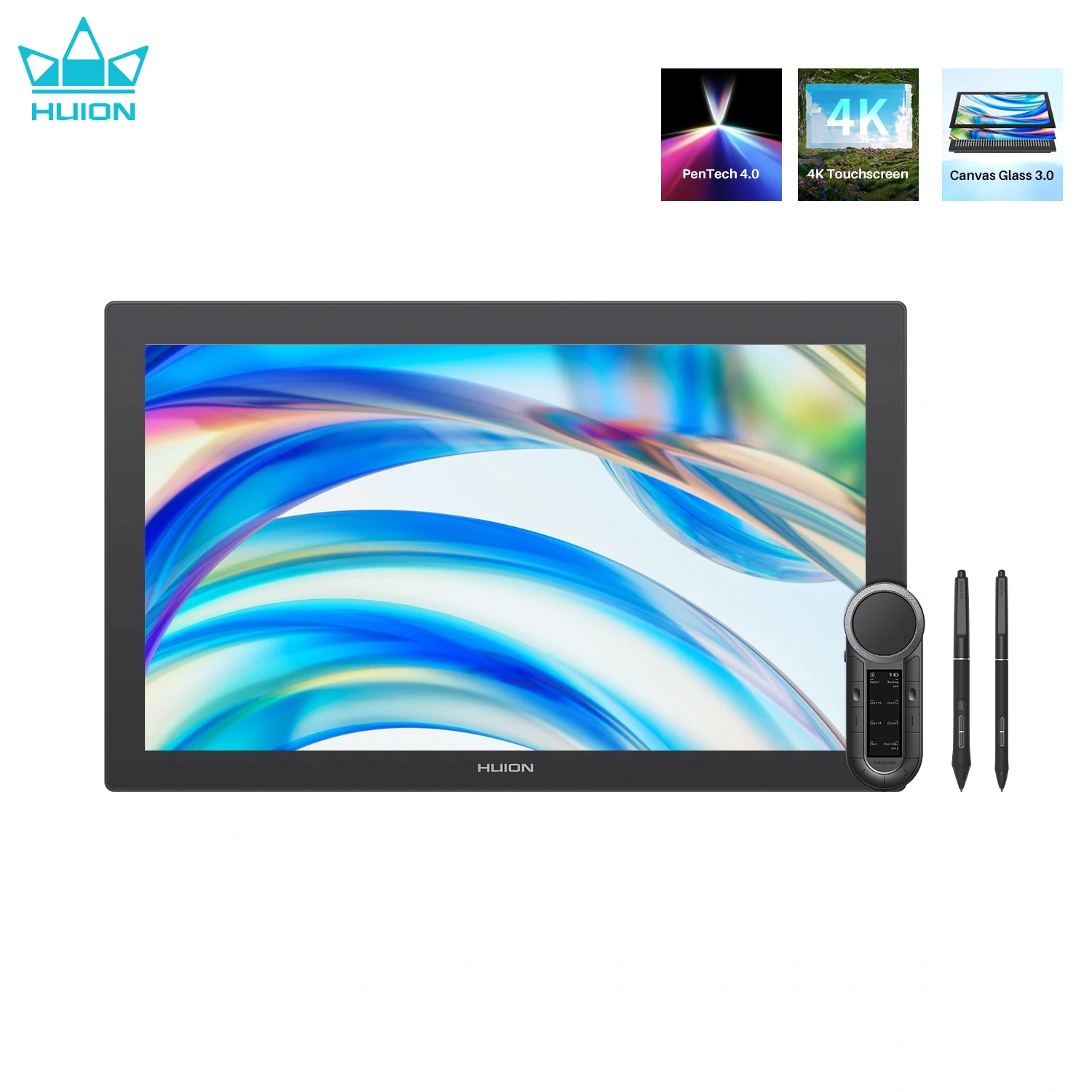 

4K Touch Screen Huion Kamvas Pro 24 Gen 3 Graphics Tablet Display Canvas Glass 3.0 Monitor Draw with PenTech 4.0 16K Levels Pen