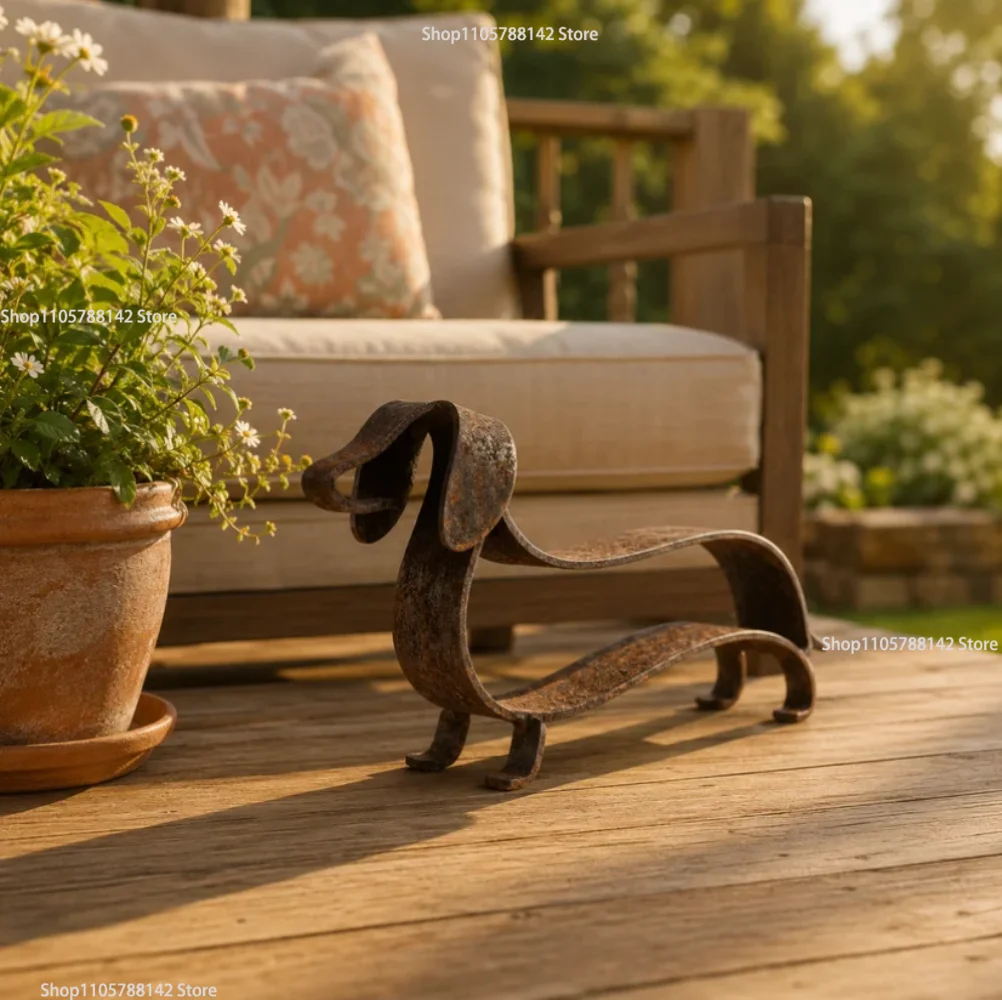 Rustic Dachshund Metal Sculpture,Dog Figurine Collection Western Decor Unique Home Accent Gift for Animal Lovers
