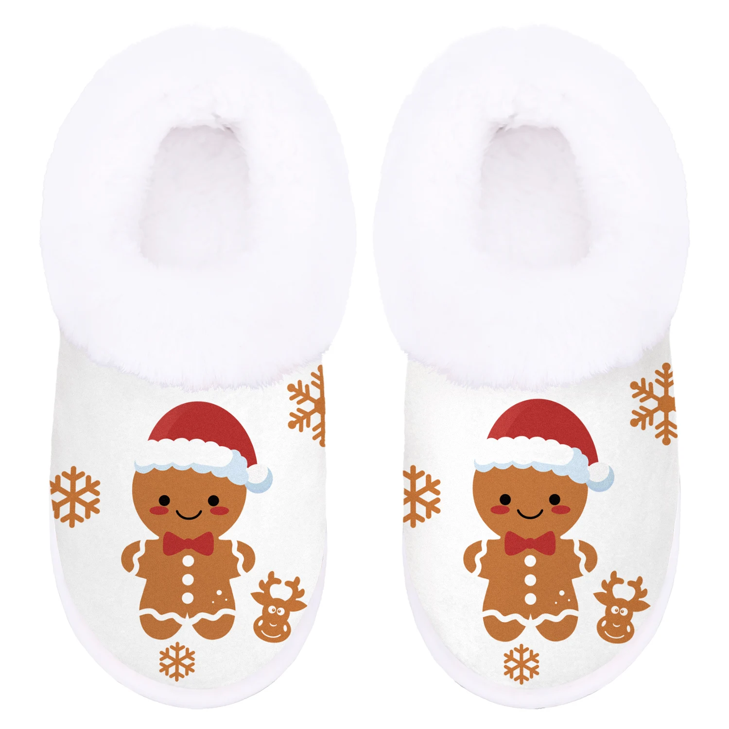 Christmas Gingerbread Man Slippers, Casual Style, Soft, Comfy Fuzzy Flannel House Shoes, Rubber Non-Slip Sole, Machine Washable - Image 6