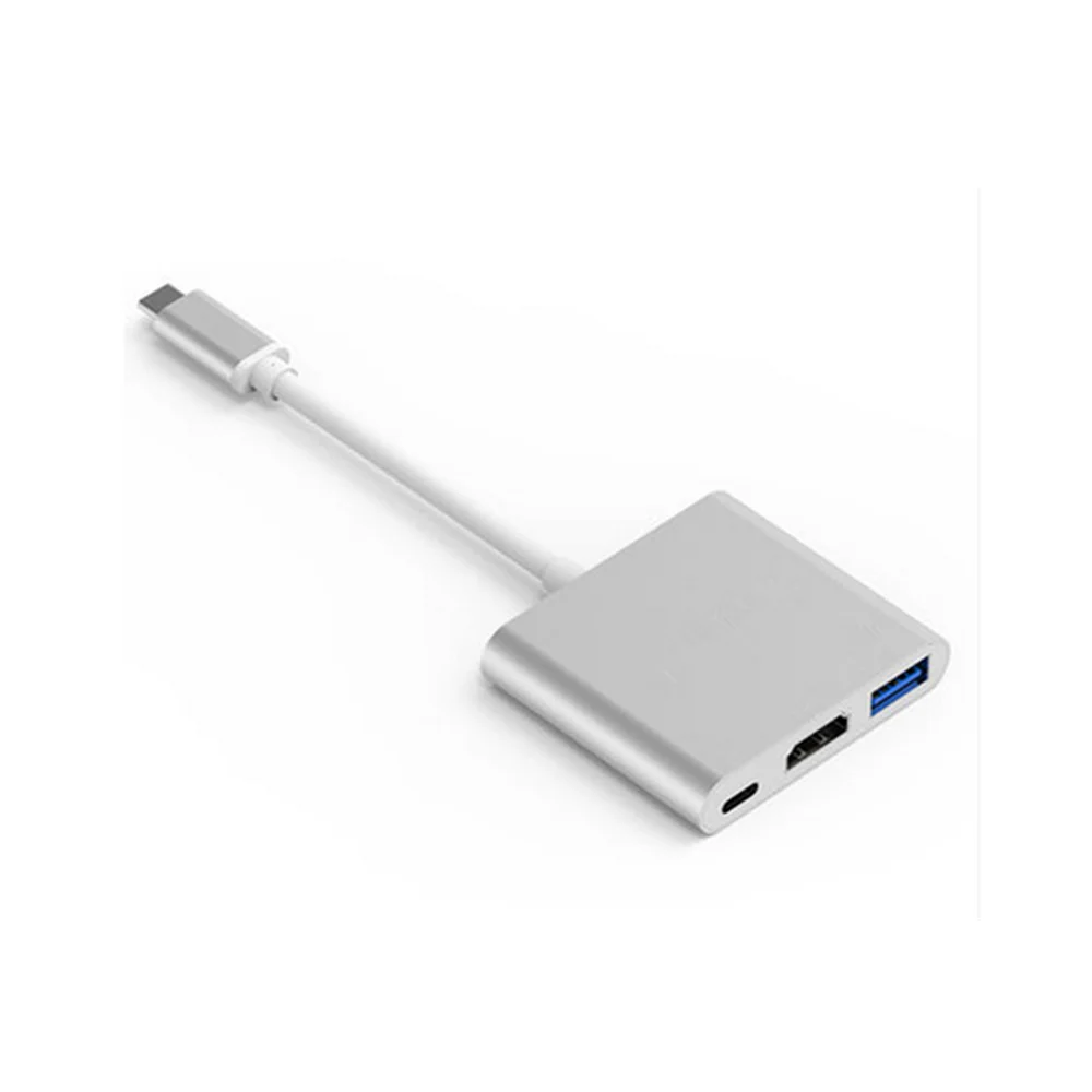 Cavo di proiezione per schermo del telefono tre in uno con guscio in alluminio 4K Docking station multifunzionale USB 3.1 da tipo C a HDMI ad alta definizione