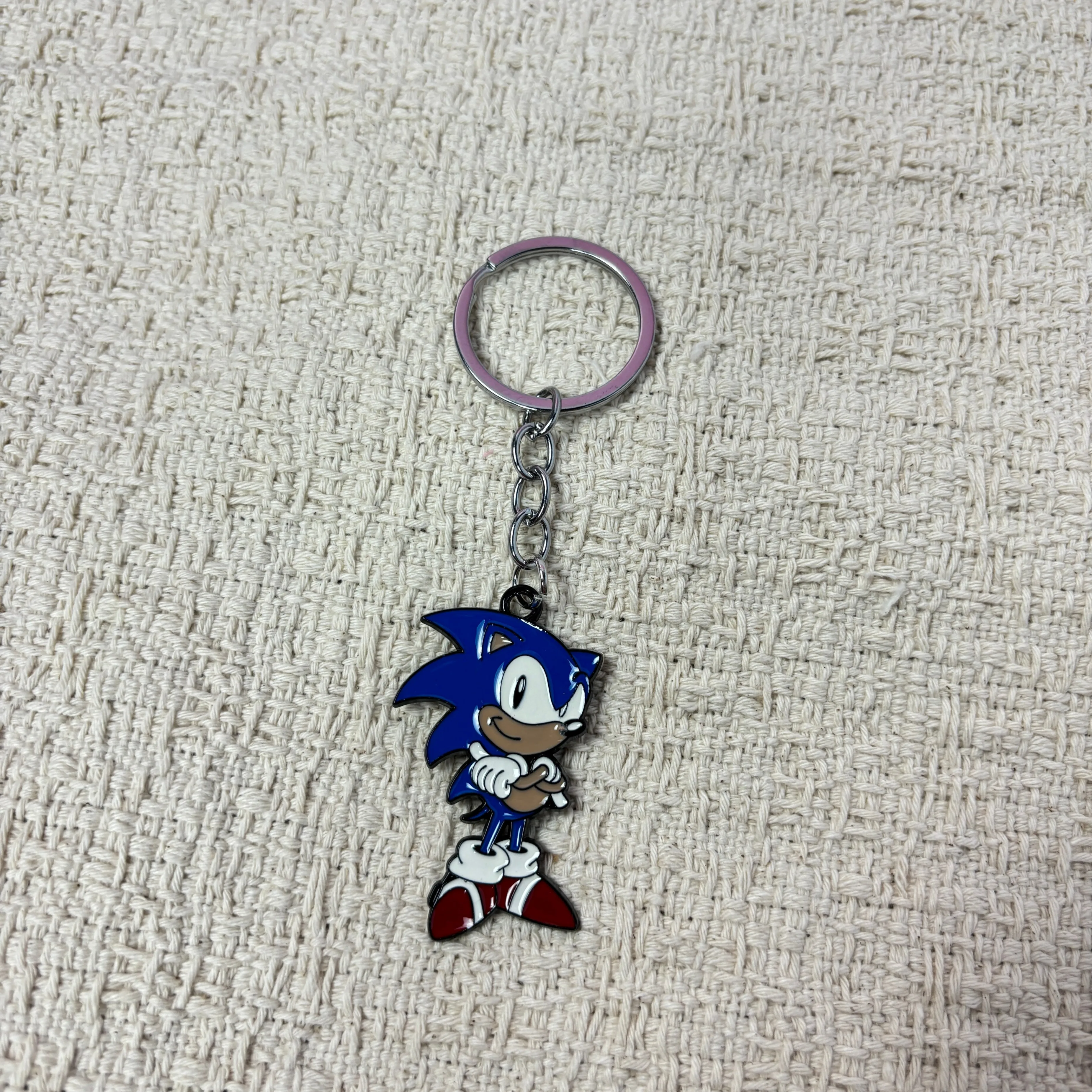 Sonic Metal Figure Bag Charm, Rotatable Moon Photo Pendant Keychain, Fashion Cartoon Backpack Decor Ornament Accessory