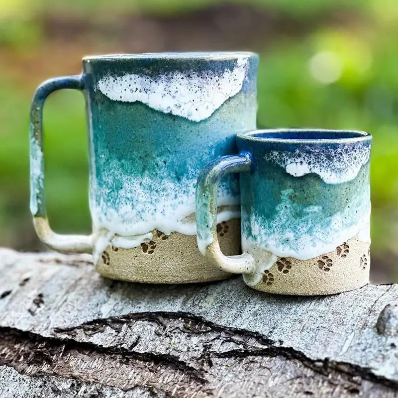 Ceramic Coffee Mug Creative 3D Printed Ocean Shoreline Waves Tea Cup Home Artistic Taste Drinking Water Tools friends Gifts