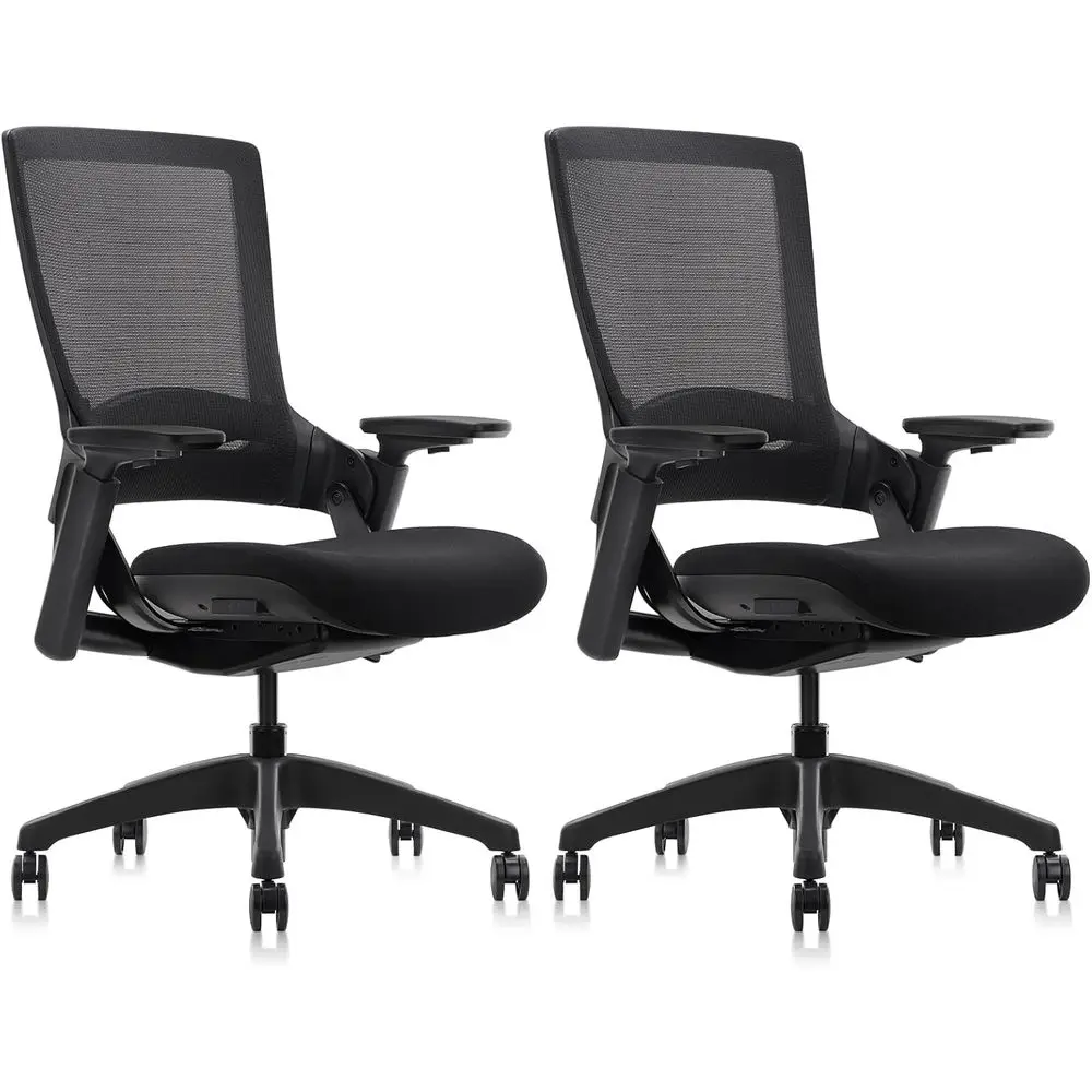 

Ergonomic Office Chair with Adjustable Seat, 3D Armrests, Lumbar Support, Swivel for Computer or Home Office, Black, 2-Pack