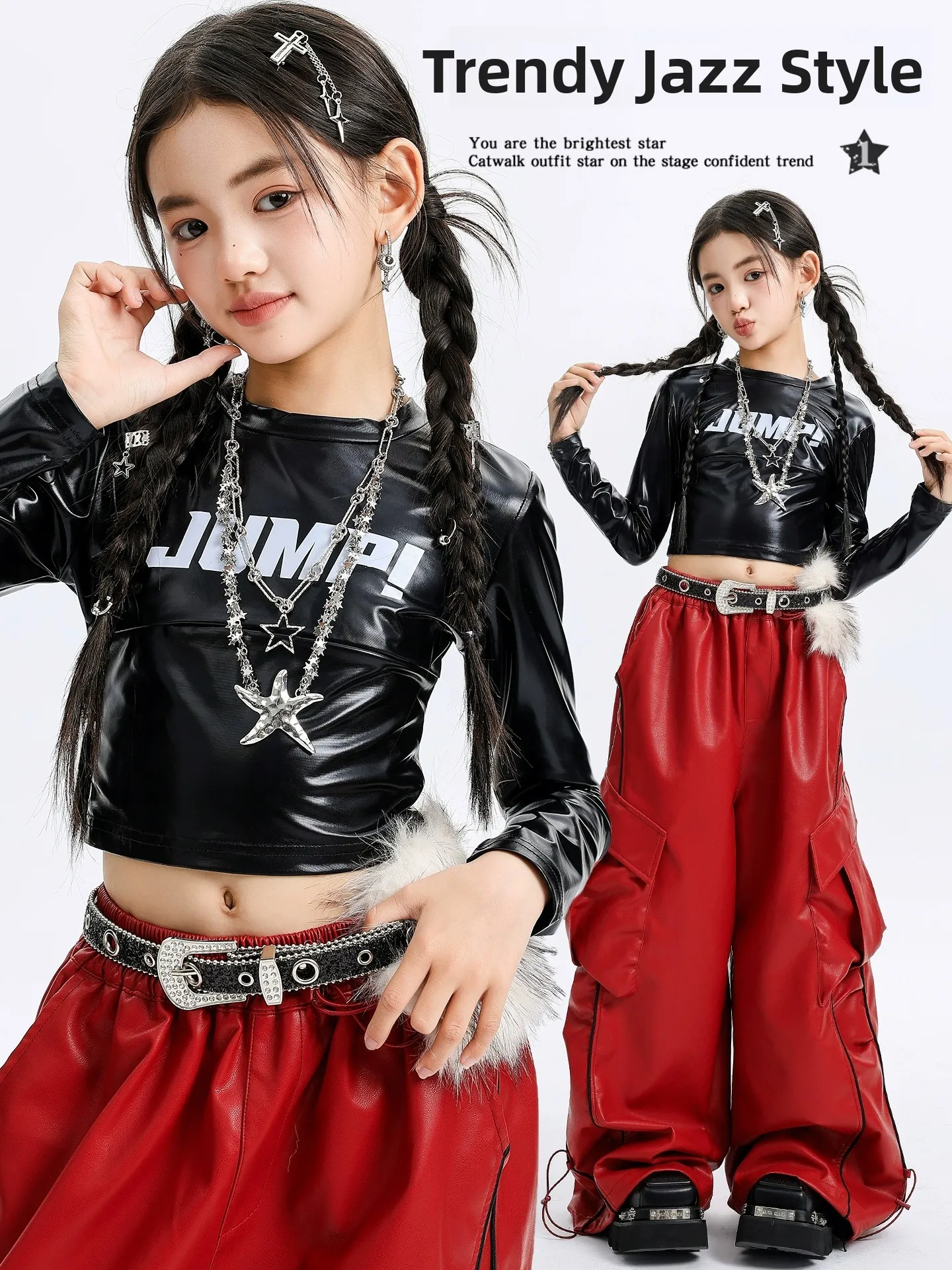 

Cool Faionable Jazz Dance Performance Costume for Girls Children's Opera Street Sle Korean Version Children's Traditional...