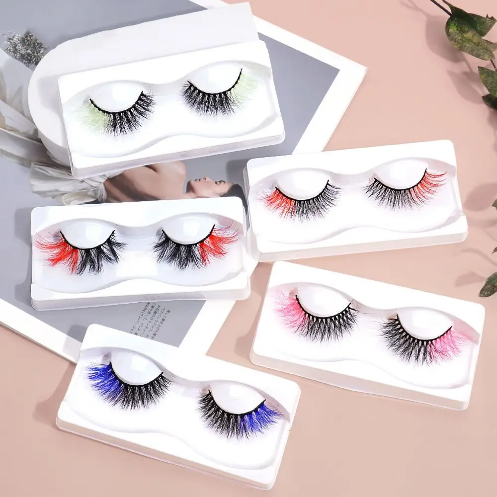 Natural Soft Fake Eyelashes Makeup Tool Party Women 3D Colorful Eyelashes Lashes Extension Mink Lashes Colored Lashes