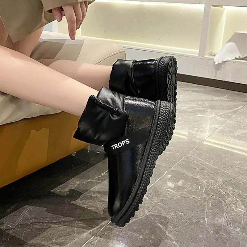 Female Shoes Ankle Booties Silver Ladies Snow Boots Waterproof Round Toe Elegant With Low Heels On Offer Stylish Anti Skid