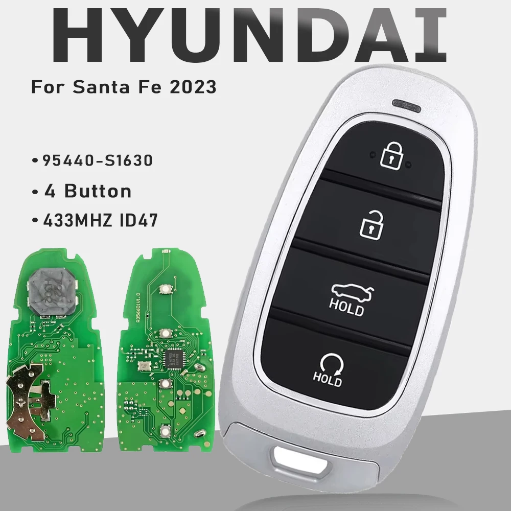 

P/N KEYECU: 95440-S1630, TQ8-FOB-4F27 для Hyundai Santa Fe 2023 Смарт-брелок с дистанционным управлением, 433 МГц, 47 чипов, 4 кнопки