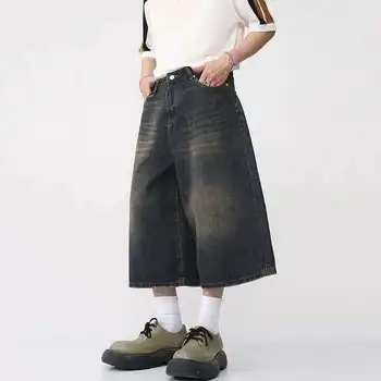 IEFB Korean Style Vintage Men's Jeans Summer Loose Male Wide Leg Knee Length Shorts New Washed Fashion Short Denim Pants 9A8825 2