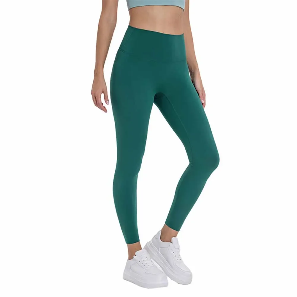 Calça Elástica Feminina de Fitness, Cintura Alta, Elevador do Quadril, Sem Linha de Curvação, Yoga, Exercício, Nove Pontos, L