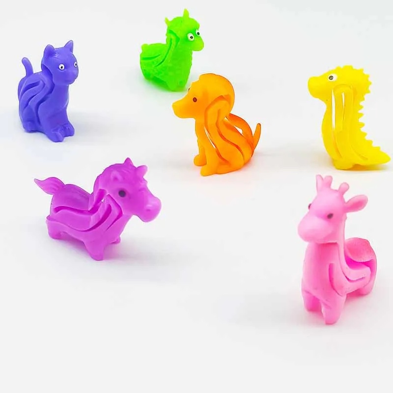 5Pcs Cartoon Cute Animal Bracelet TPR Soft Rubber Three-dimensional Dinosaur Cat Unicorn Lala Le Decompression Bracelet Toys