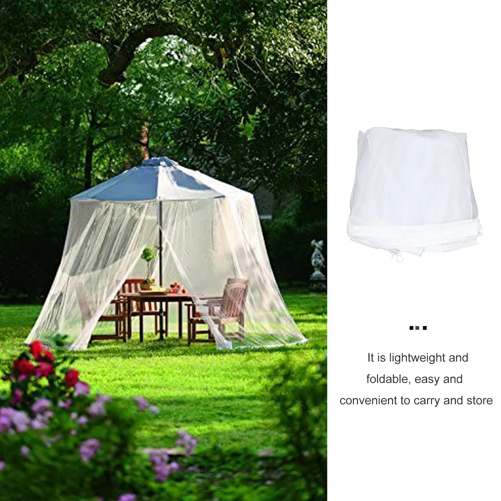

Patio Umbrella Mosquito Netting Adjustable Zippered Mesh Enclosure Outdoor Umbrella Screen Garden Parasol Net Cover