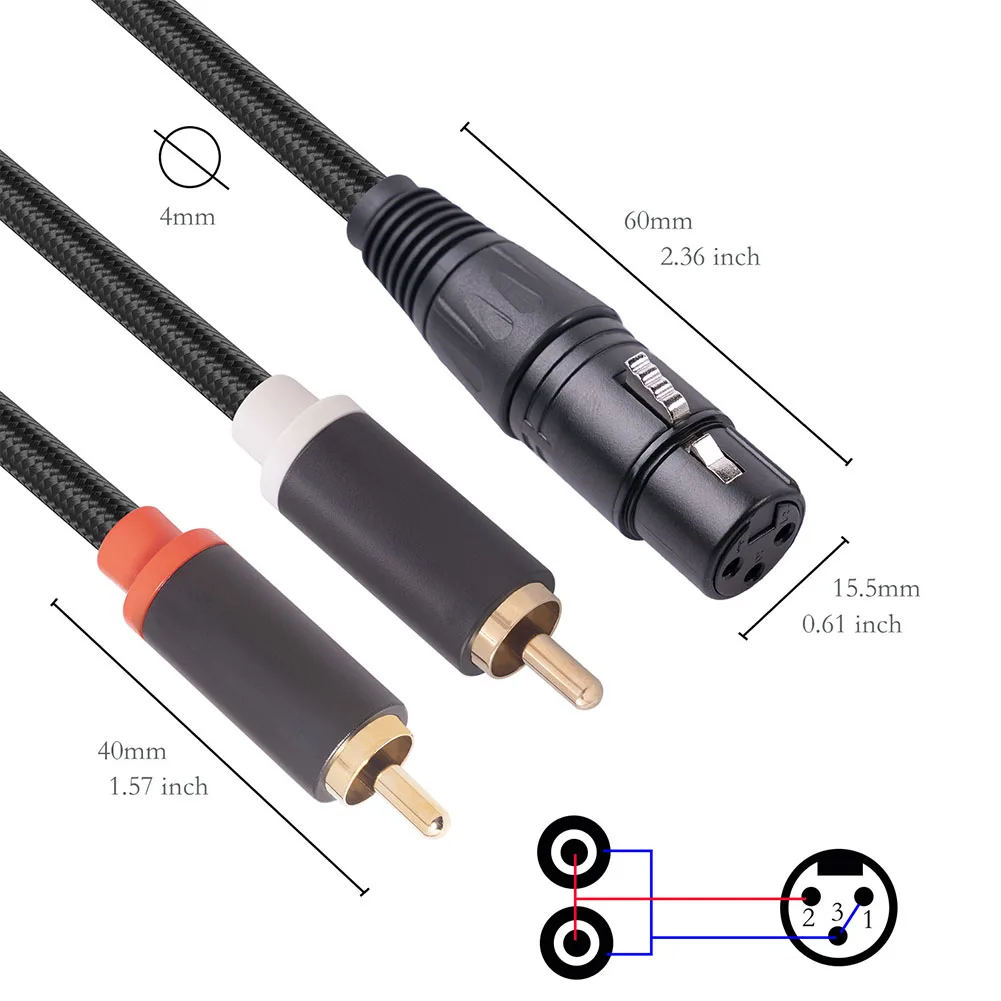 Brand New Musical Instruments Audio Cable Mic Cable 3-core XLR XLR Cable Adapter Dual Lotus Pro Audio Equipment