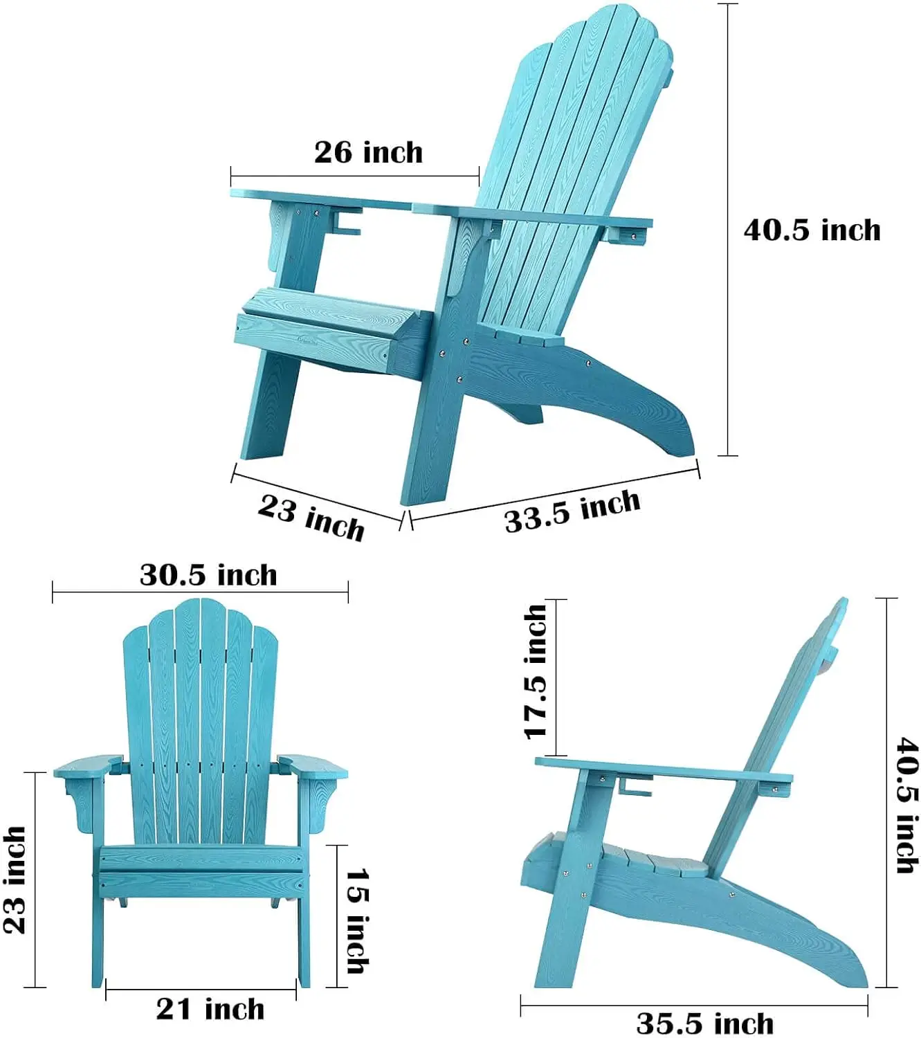 Oversized Adirondack Chair Set Of 2, Adirondack Chair Weather Resistant With Cup Holder, Imitation Wood Stripes, Easy To