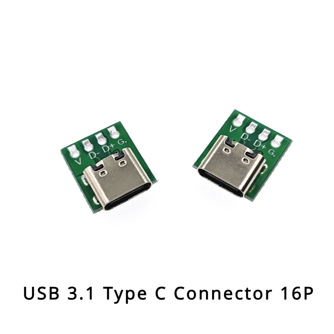 

5Pcs/10Pcs USB 3.1 Type C Connector 16 Pin Test PCB Board Adapter 16P Connector Socket For Data Line Wire Cable Transfer