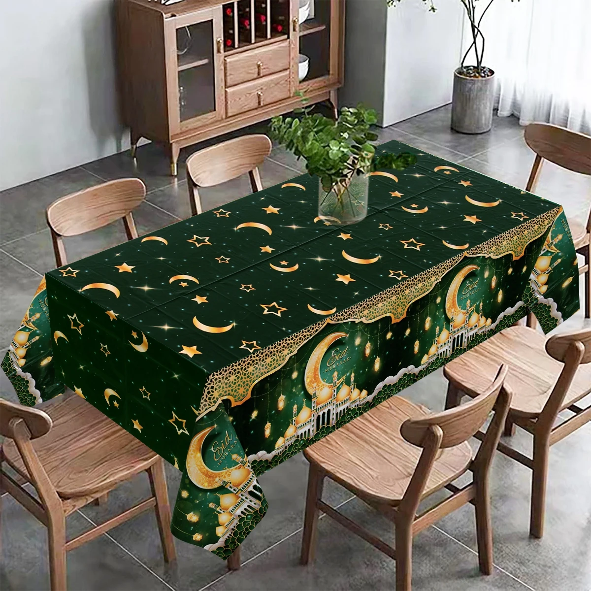 2025 Ramadan Kareem Decor Castle Polyester Tablecloth Eid Mubarak Decor Ramadan Mubarak Muslim Islamic Al Adha EID Muslim Decor