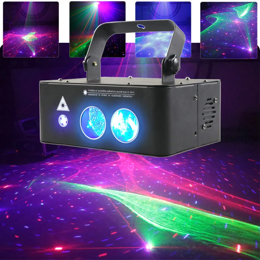 3IN1 RGB Aurora Water Wave Laser Light DJ Party Stars Projector KTV Christmas decoration Holiday Dmx512 Bar Club Stage Lamp X9N6