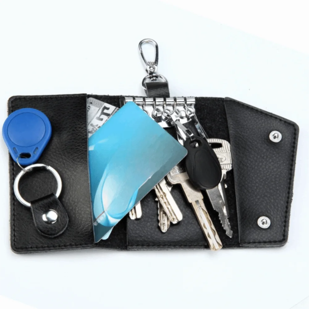 Cow Split Genuine Leather Keychain Housekeeper Key Case Key Holder Organizer Pouch Storage Bag Simple Car Key Wallet Men Women