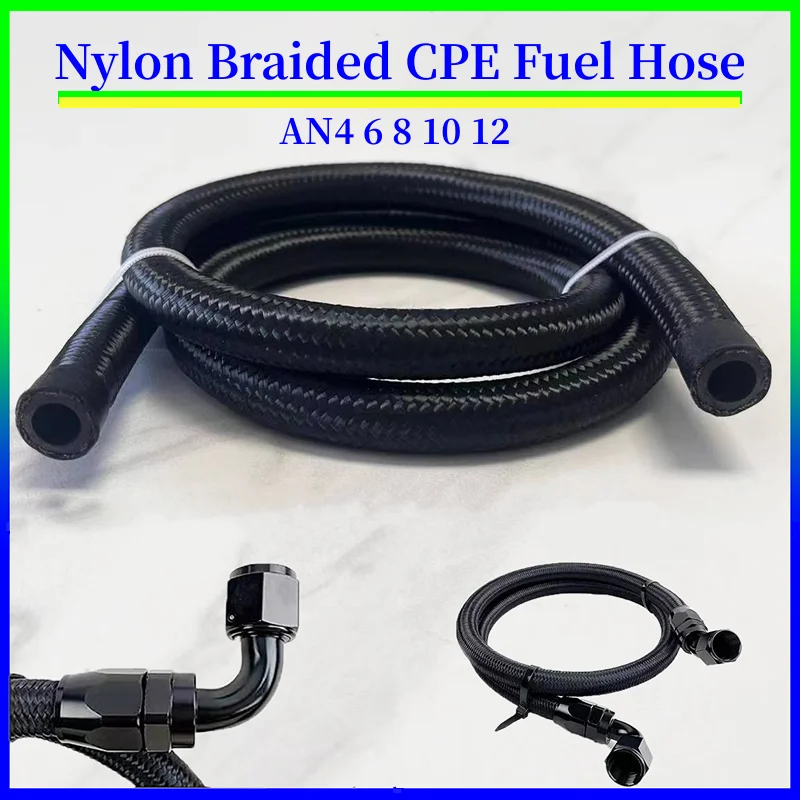 AN4 AN6 AN8 AN10 AN12Universal Car Nylon  Braided CPE Fuel Hose Oil Gas Cooler Hose Gas Radiator Brake Hose Fuel Pipe 1M 3M 5M