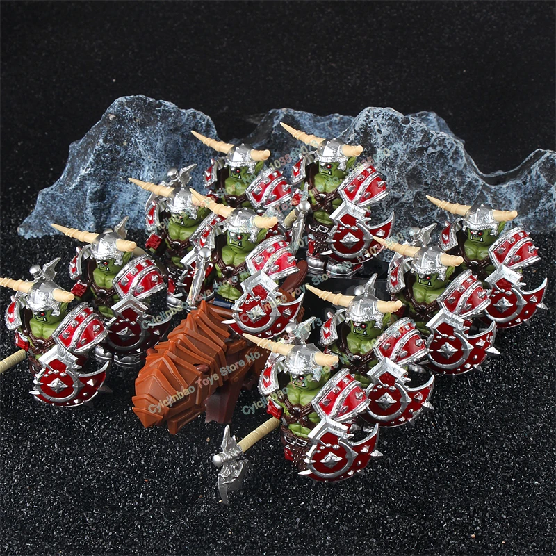 DT025 P8015 Figuras de Ação de Soldados Orc com Armadura Pesada do Jogo de Quadrinhos, Blocos de Construção Modelo Lobo Branco, Acessórios de Brinquedos