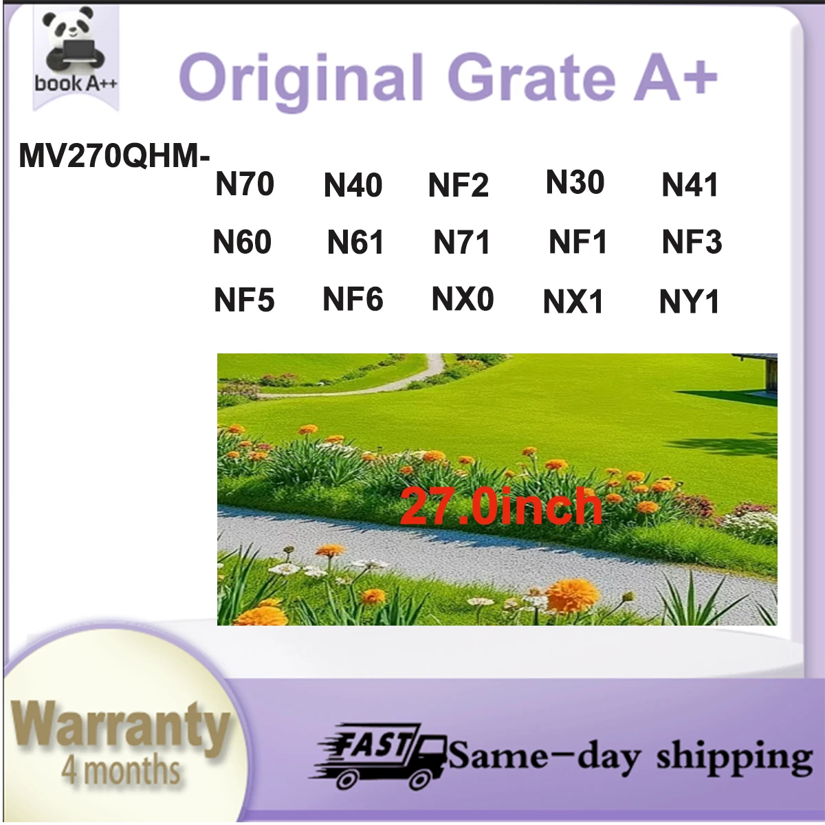 

Original New A+27"IPS LCD Screen MV270QHM N70 N40 NF2 N30 N41 N60 N61 N71 NF1 NF3 NF5 NF6 NX0 NX1 NY1