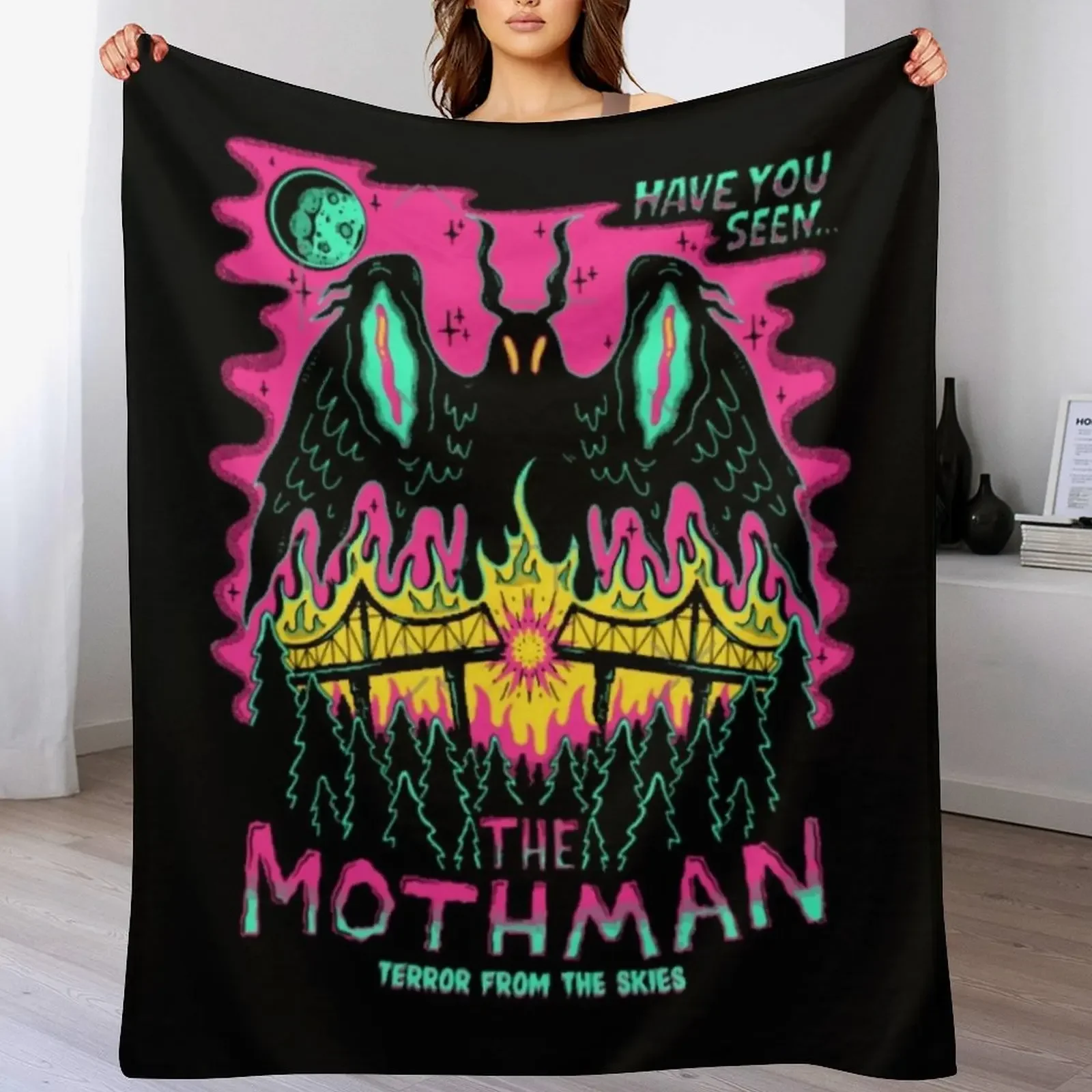 

The Mothman Funny Throw Blanket warm for winter heavy to sleep Comforter Decorative Sofas Blankets