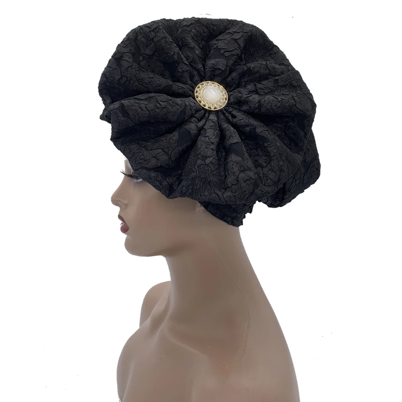 2023 Exaggerated Women\'s Turban Cap African Pleated Party Head Wraps Nigeria Traditional Party Headgear Turbante Mujer