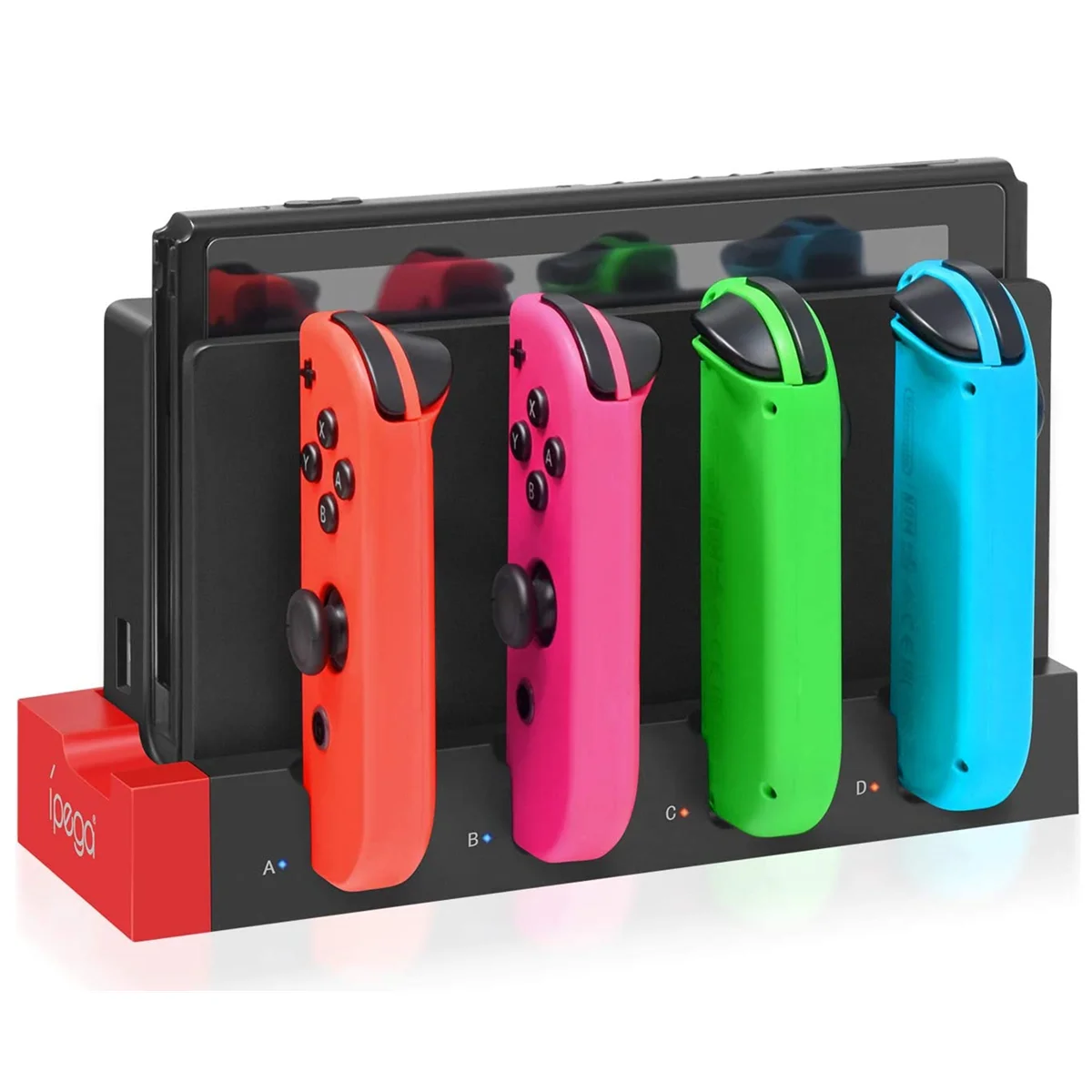 IPEGA PG-9186 Joycon Charging Dock Station for Switch&OLED - Charges Up To 4 Controllers, Compatible with Switch and OLED Model