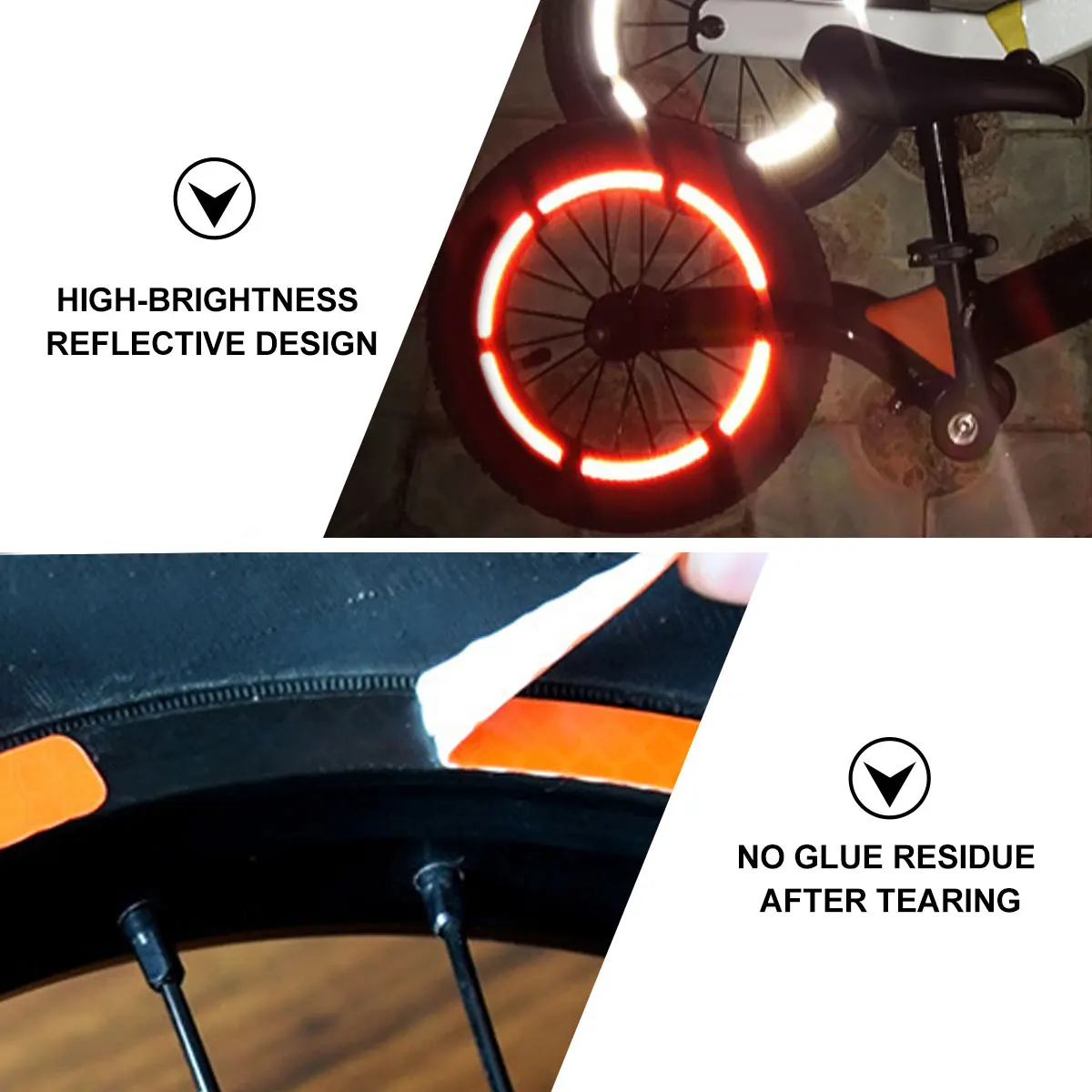 

5 шт. светоотражающие наклейки, предупреждающие полосы для детей, велосипедные отражатели, высокая яркость, водонепроницаемые, устойчивые к царапинам, прочные