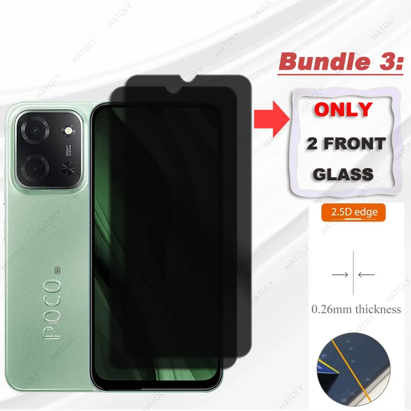 Anti-spy Glass For Xiaomi Poco C85 5G Glass Privacy Screen Protector For Poco C85 5G Film Camera Lens Protector For Poco C85 5G
