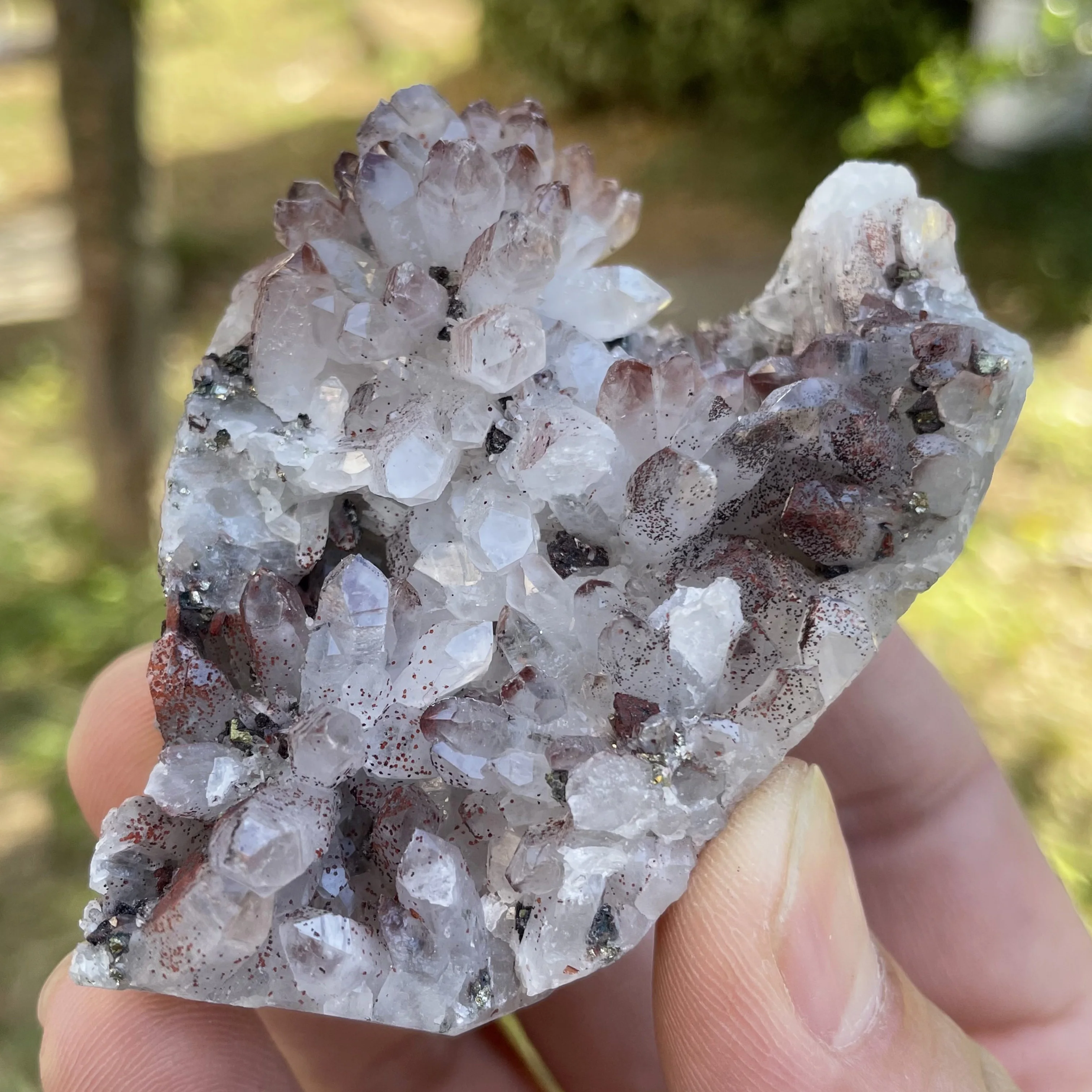 Natural Chalcopyrite Raw With Red Clear Quartz Symbiotic Mineral Specimen Crystal Points Healing Stone Garden Decor