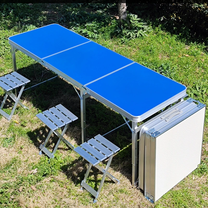 Outdoor folding table and chairs, night market push table, portable barbecue picnic table