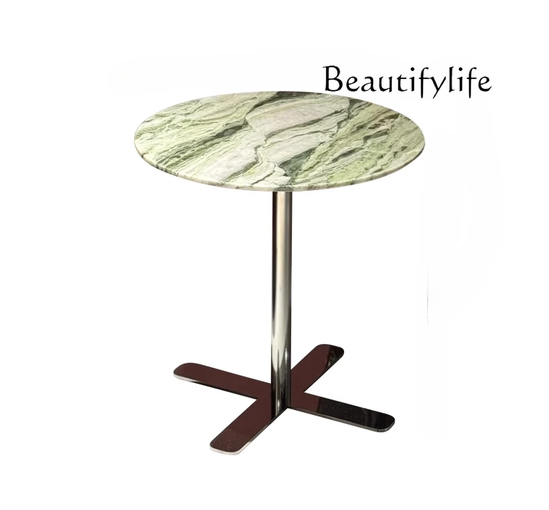Light luxury natural marble edge design luxury stone minimalist corner mirror metal table