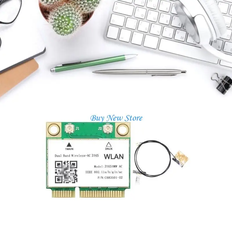 20CE 3165HMW AC ثنائي النطاق لاسلكي AC 3165 600M بطاقة الشبكة Mini PCI-E WIFI محول Intel3165 BT4.0 3165AC 802.11AC #6