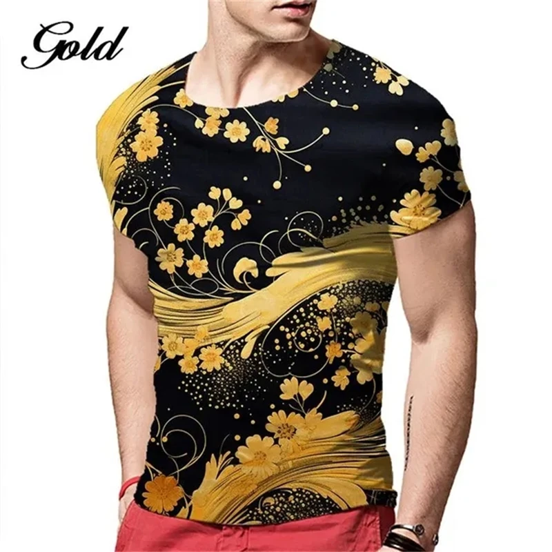 New Men's Personalized Flower Funny 3D Print Casual Cool T-shirt Men Streetwear Short Tops Oversized Loose T Shirt Leisure Tees