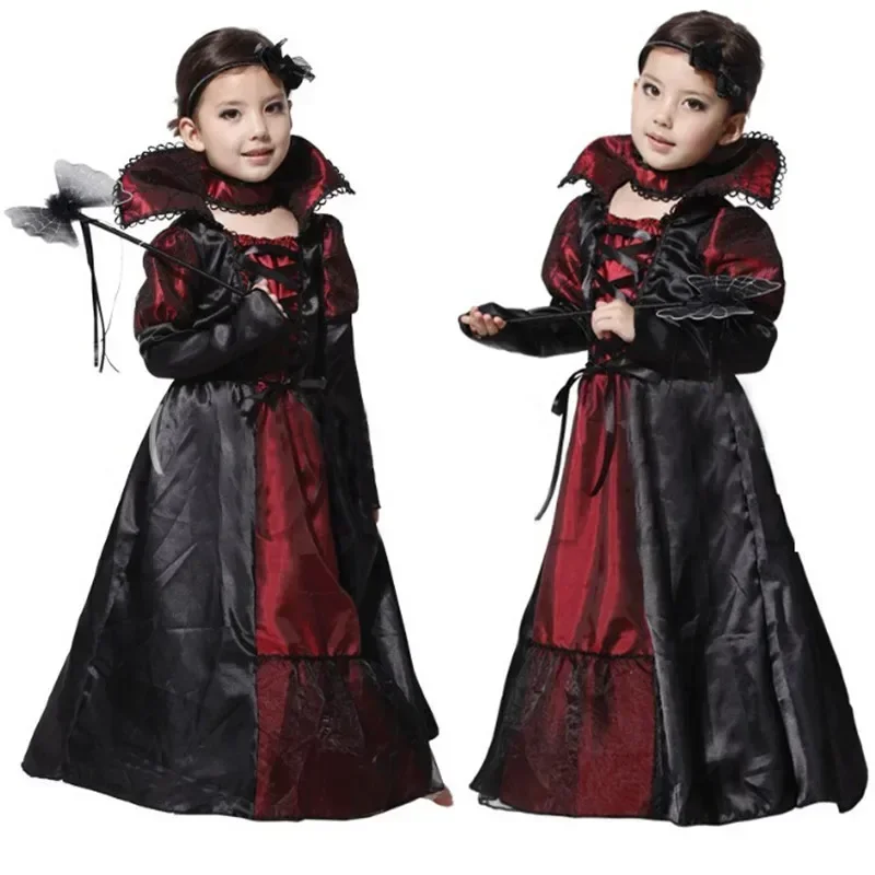 Kinder Gothic Geisterbraut Vampir Kostüm Jungen Mädchen Halloween Tag der Toten Karneval Cosplay Party Outfit – Detail 1