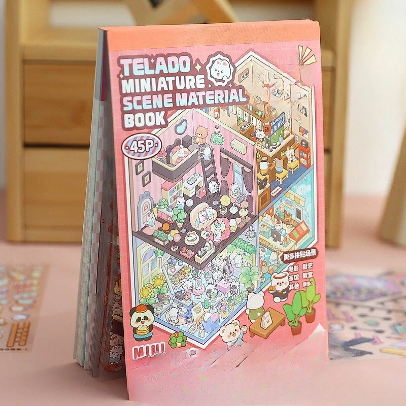 

Коллекция миниатюрных сцен 3.0, креативные пейзажные наклейки, 3D штабелирование, 3D хижина, книга-коллаж ручной работы