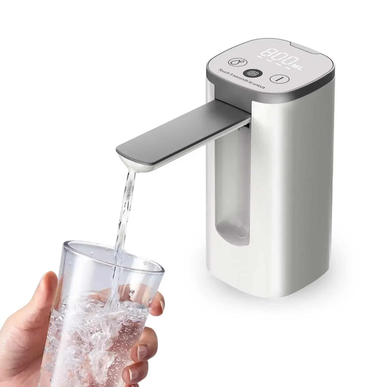 Electric Water Bottle Dispenser 1200mAh Foldable Automatic Water Bottle Pump with Display Portable Electric Drinking Water Pump