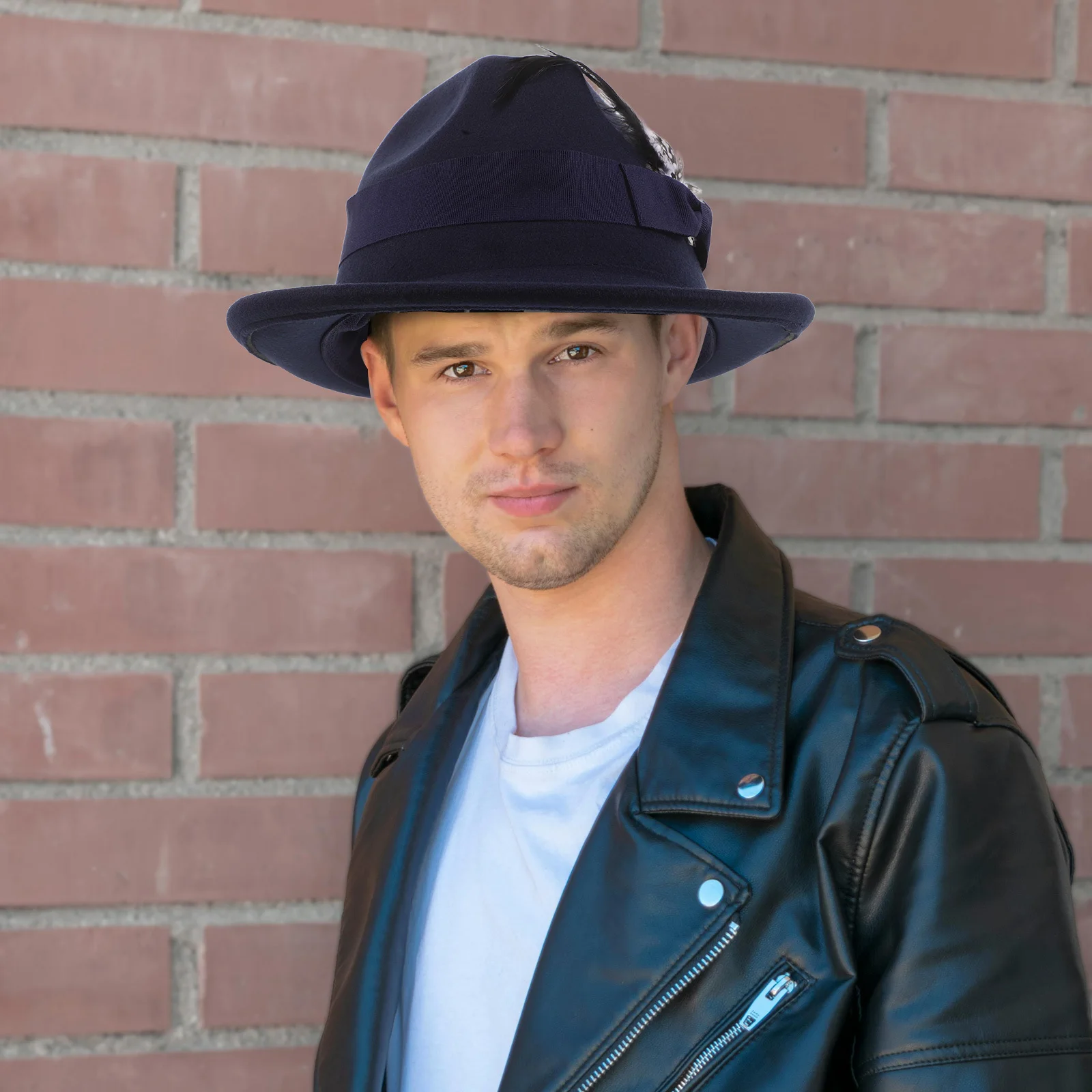 

Vintage Men Hat Lightweight Felt Material Flat Cap Fake Decoration Dress Hats for Men Fashionable