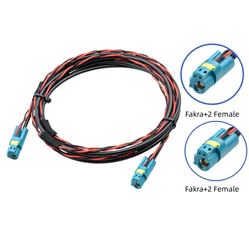Fakra+2 to Fakra+2 power supply video harness adapter cable driving recorder camera