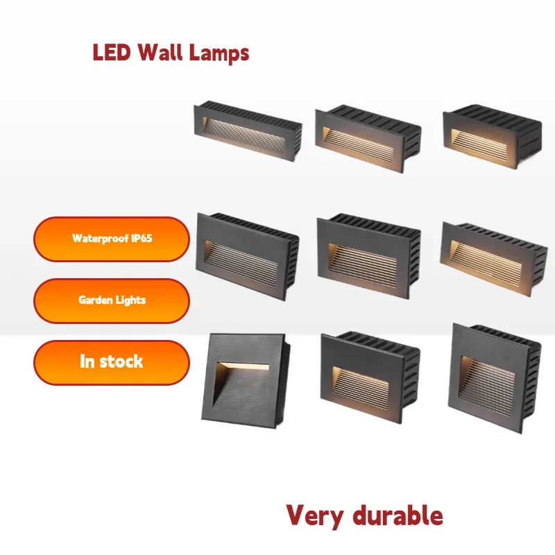 

IP65 Водонепроницаемая встраиваемая лестница, светодиодный ночник, 3 Вт, 220 В/12 В, уличное садовое освещение на тротуар, для ступеней лестницы в спальне