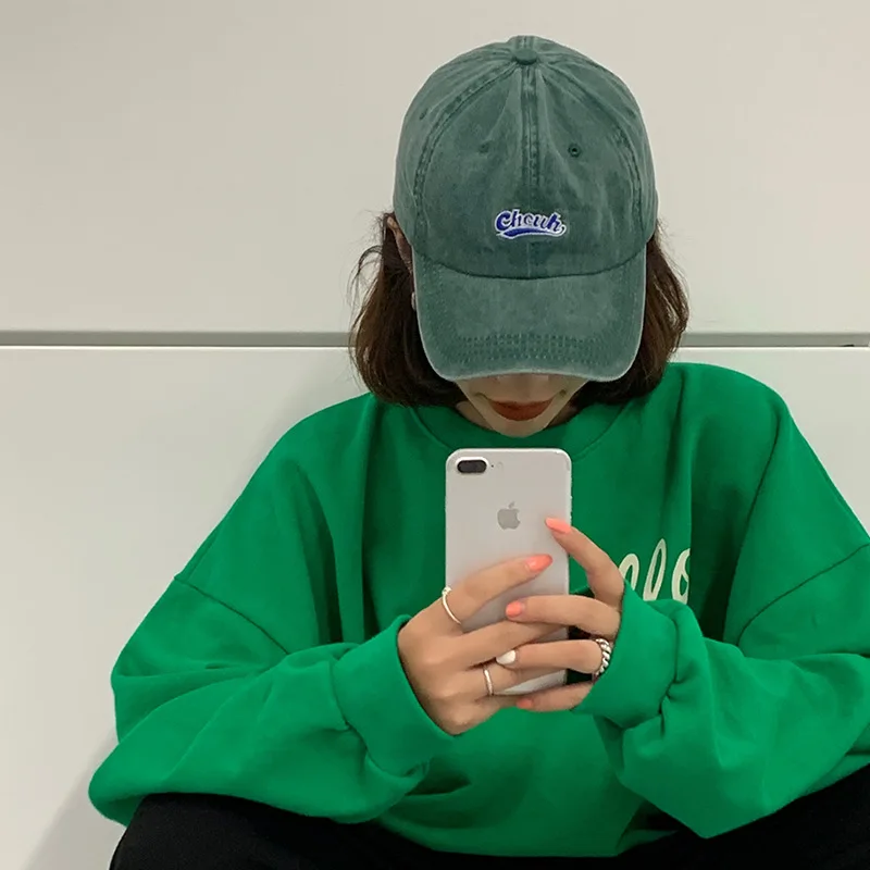 قبعة بيسبول كلاسيكية مغسولة - قبعة للزوجين من American Streetwear مطرزة بسيطة وناعمة للجنسين للرجال والنساء