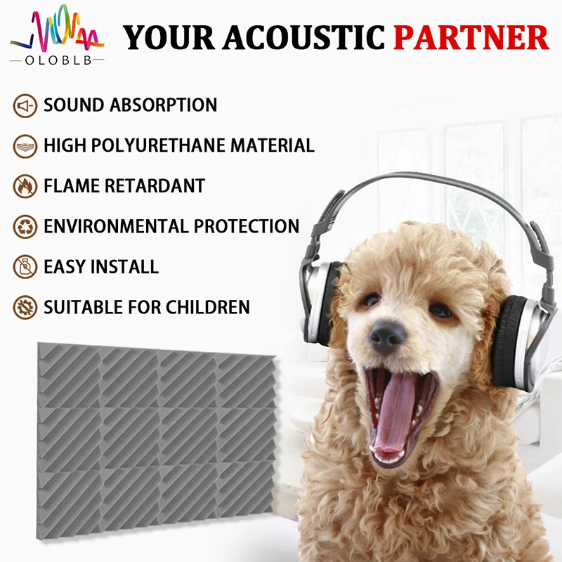 Acoustic Wall Panels 6/12/24 Pcs, Self-adhesive Room Insulation Decoration, Home Studio Soundproof Foam Pad Sponge Wall Sticker